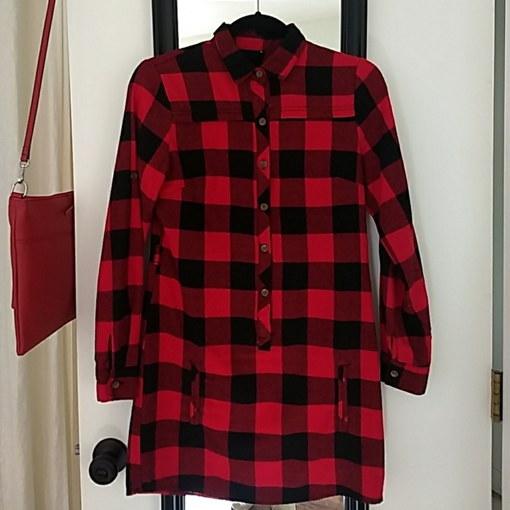 Plaid Red And Black long shirt